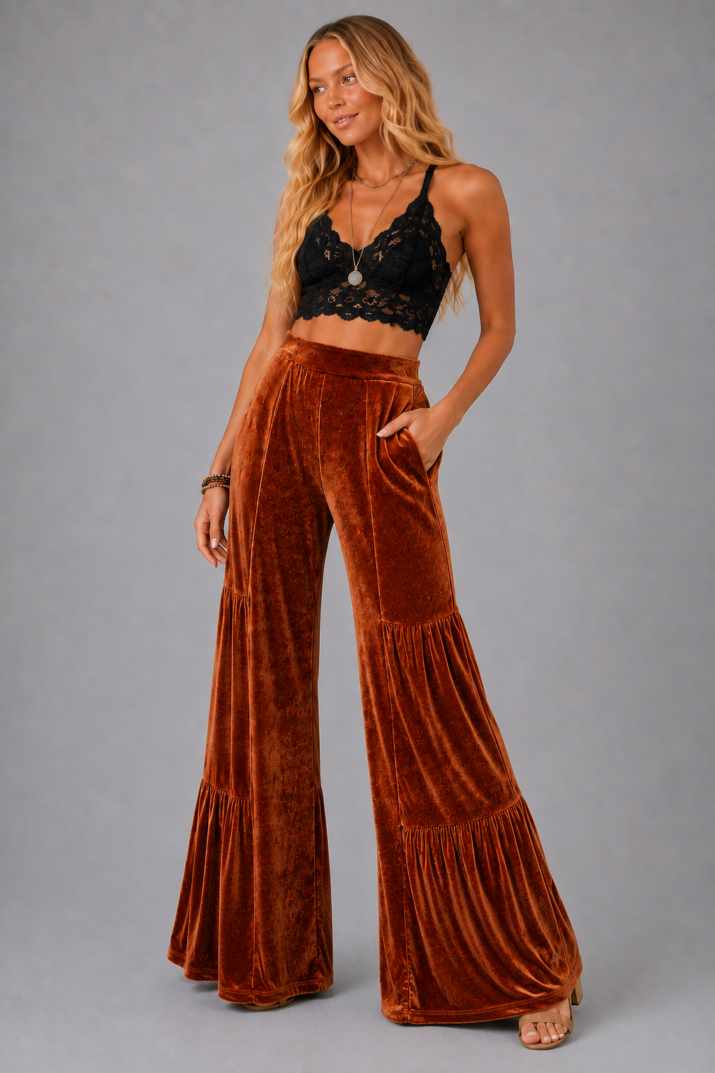 Whiskey Nights Velvet Flare Pants