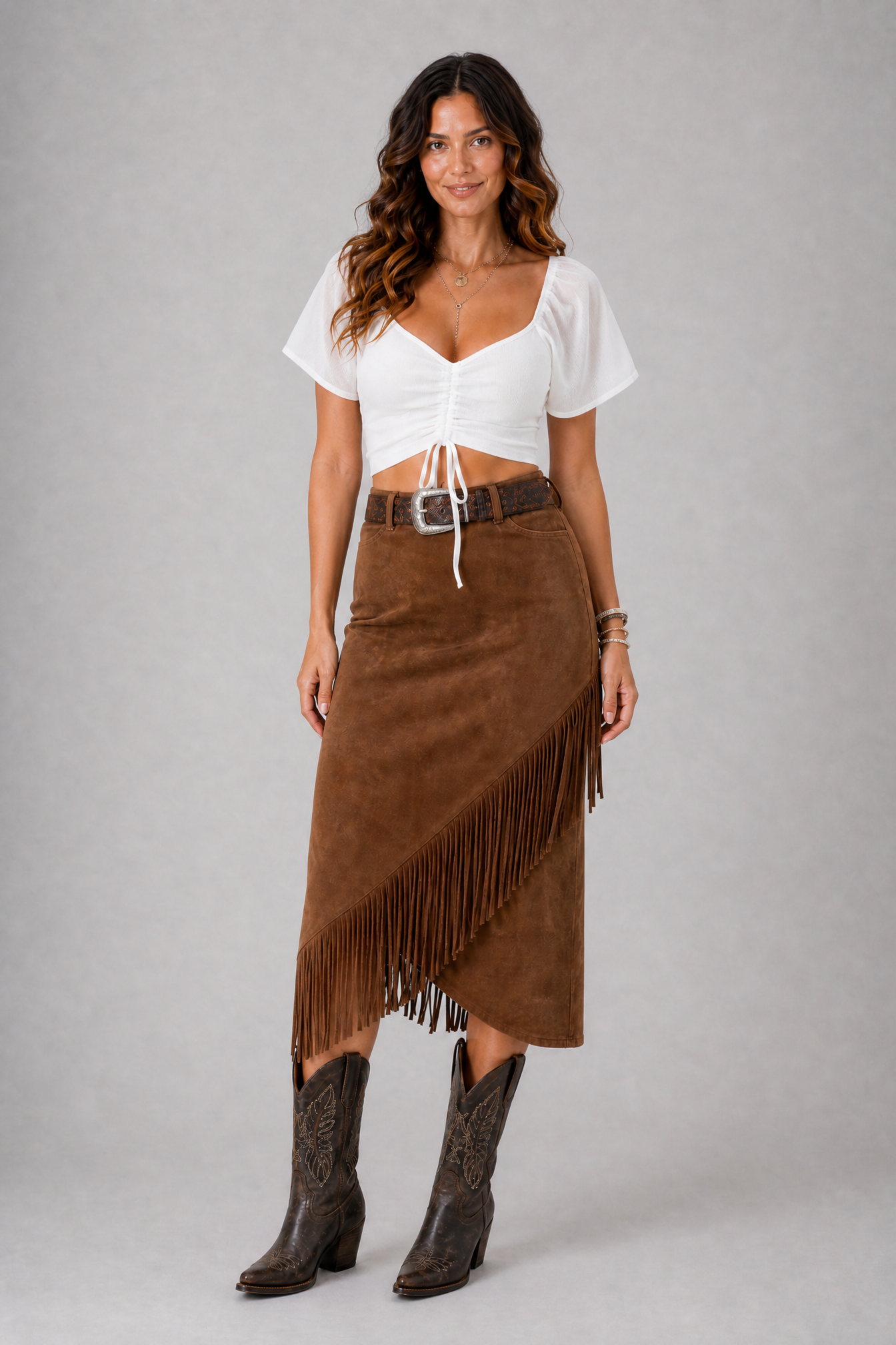 Drawstring Short Sleeve Crop Top