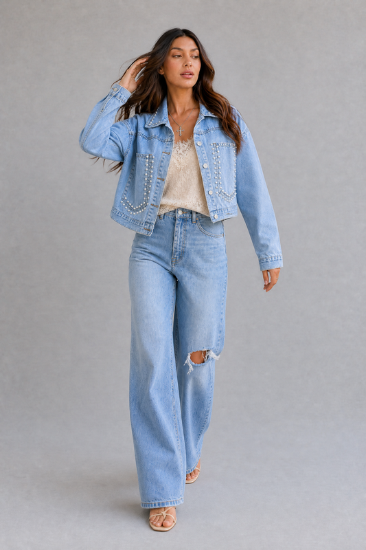 Headliner Pearl Stud Denim Jacket