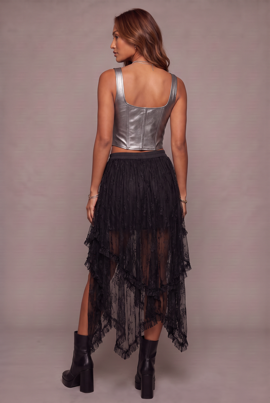 After Dark Asymmetrical Lace Skirt