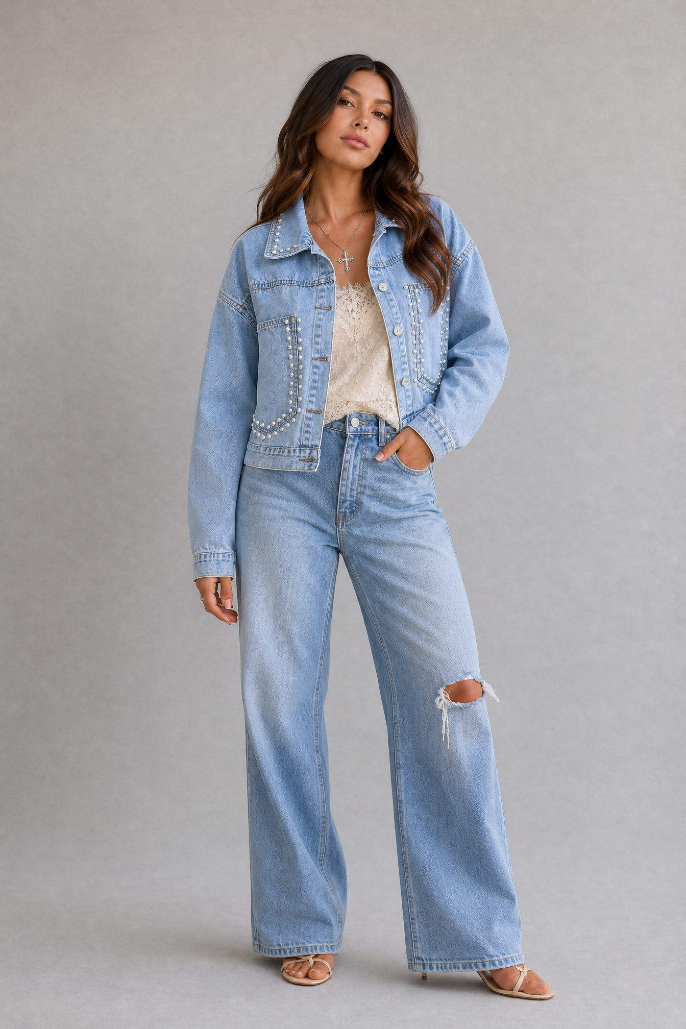Headliner Pearl Stud Denim Jacket