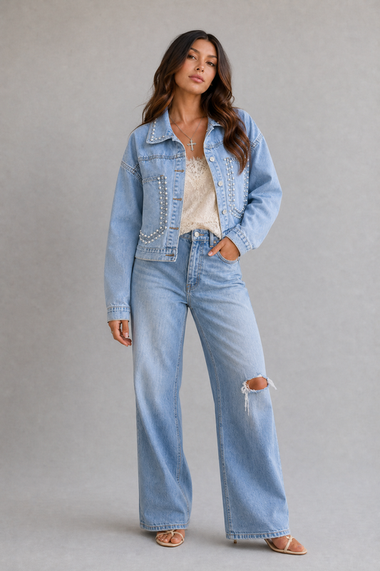 Headliner Pearl Stud Denim Jacket