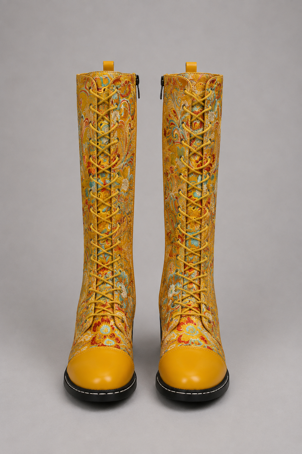 Wild Heart Embroidered Lace-Up Boot
