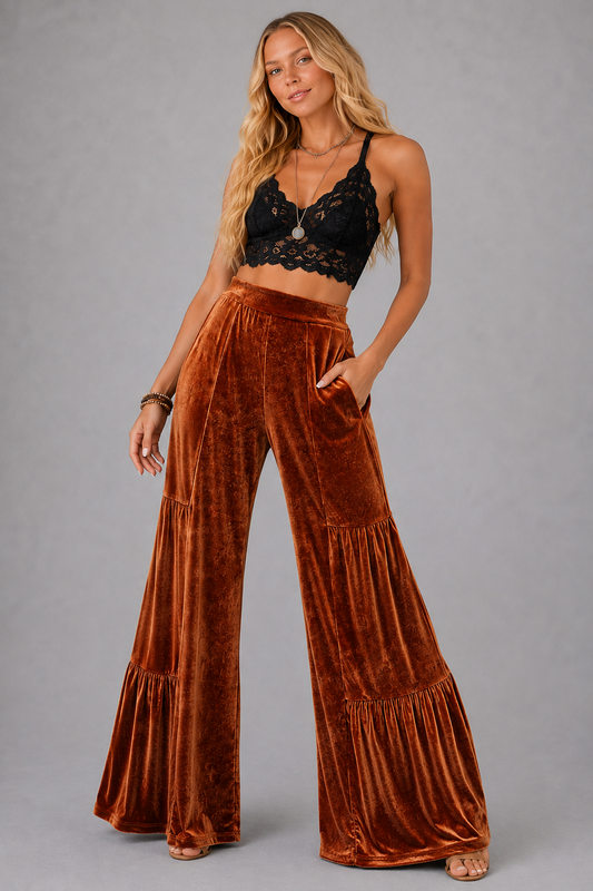 Whiskey Nights Velvet Flare Pants