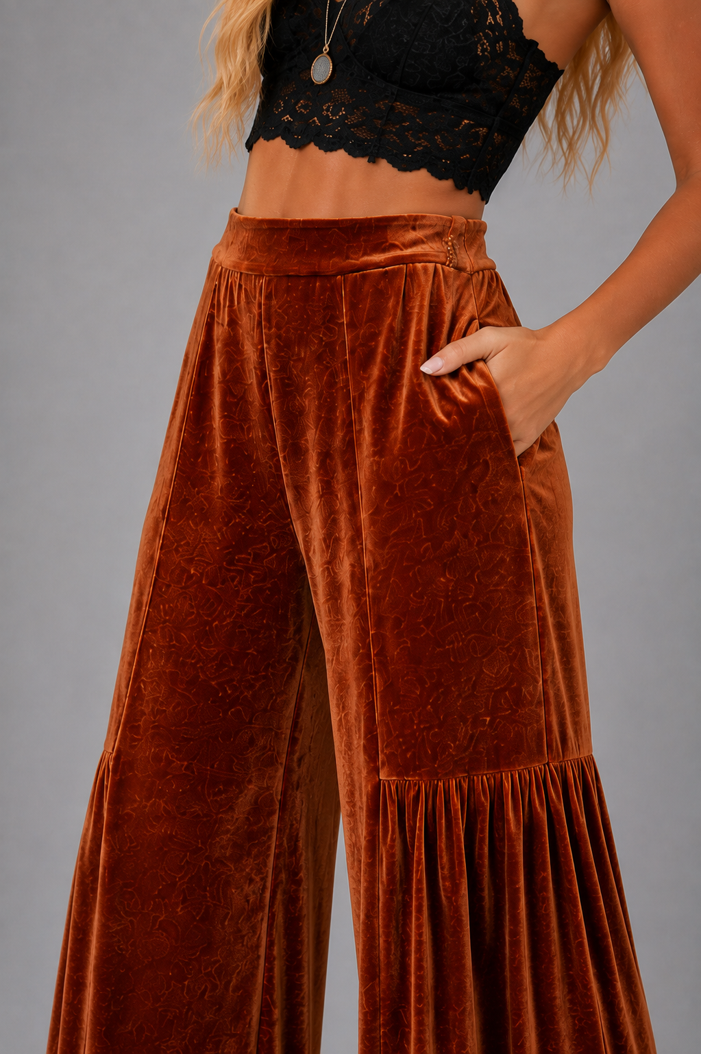 Whiskey Nights Velvet Flare Pants