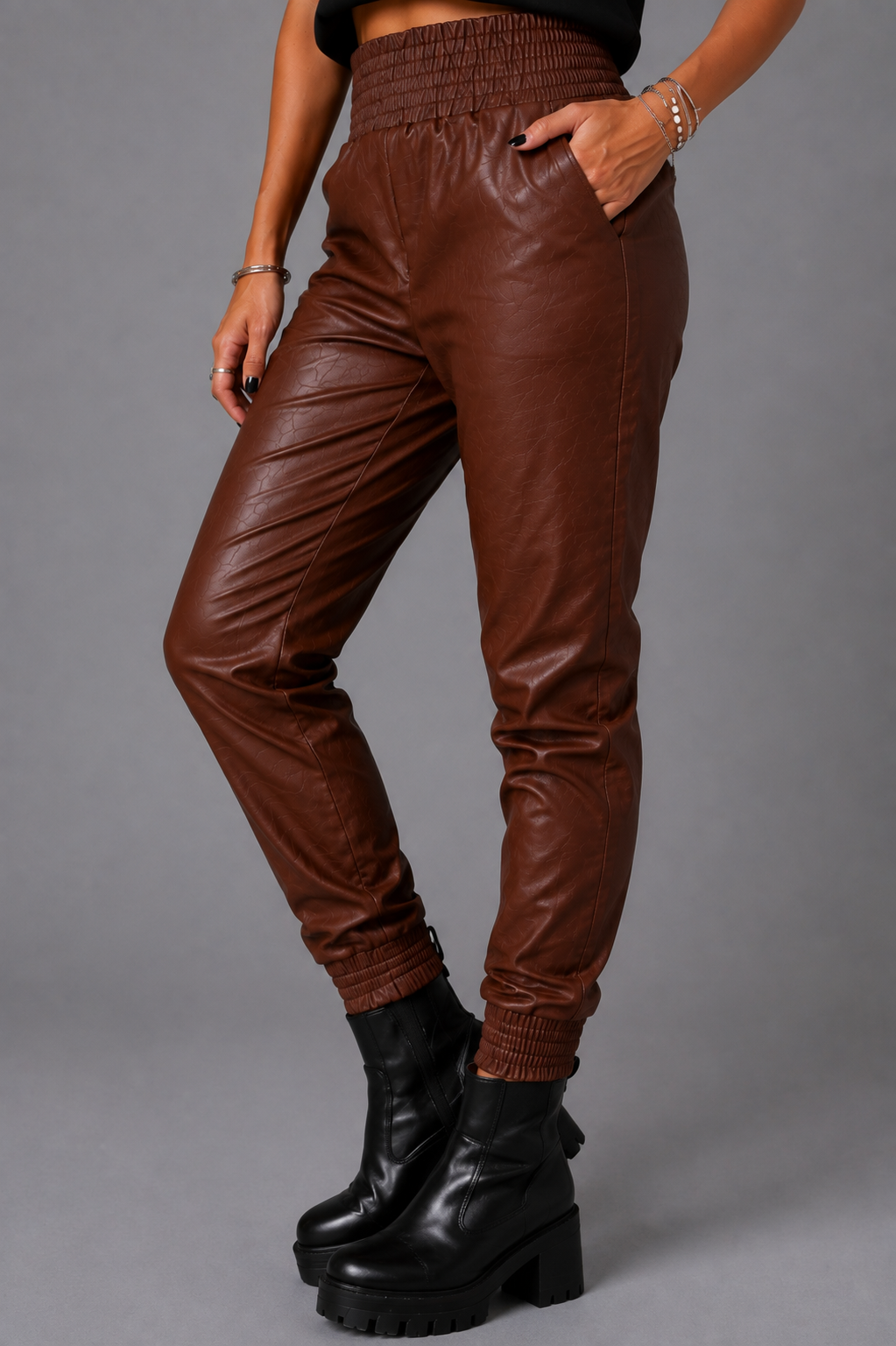 After Dark Faux Leather Joggers