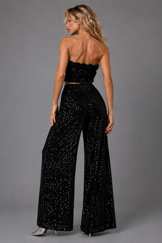 Spotlight Sequin Wide-Leg Pants