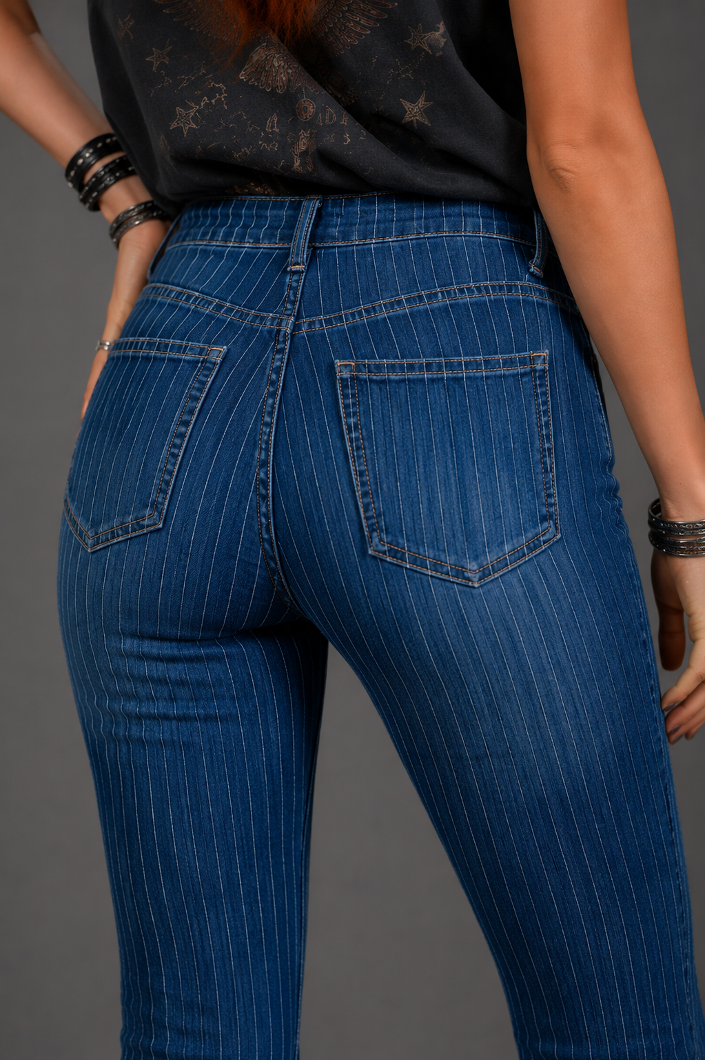 Neon Moon Pinstripe Flare Jeans