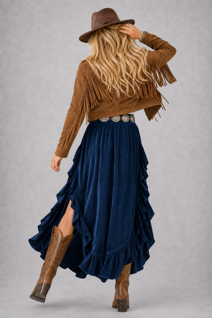 After Midnight Velvet Ruffle Pants