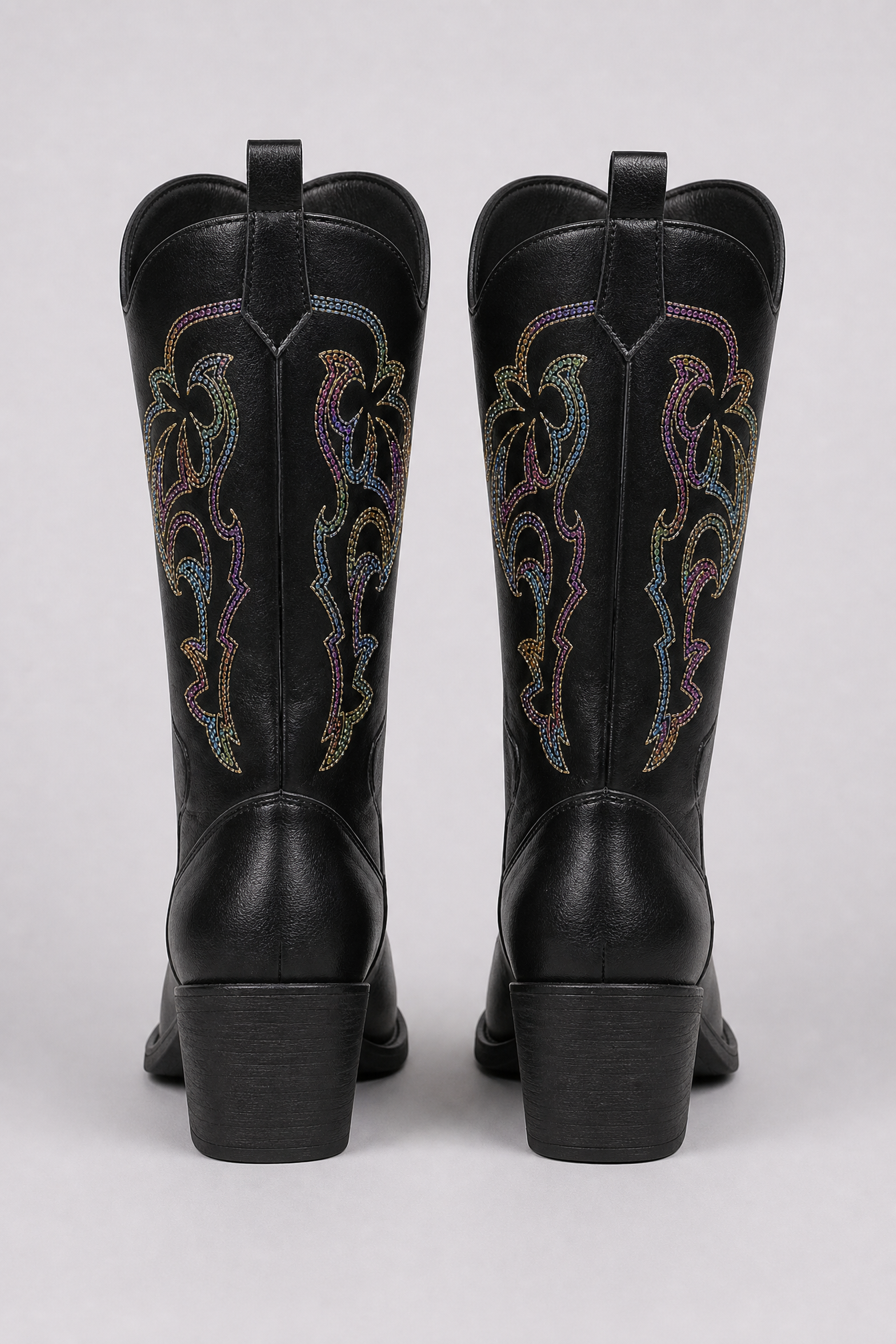 Black Western Boots with Colorful Embroider