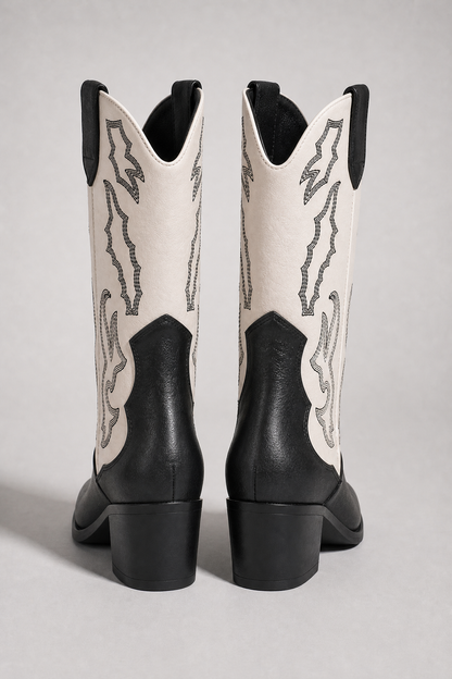 Black & White Two-Tone Western Cowboy Boots