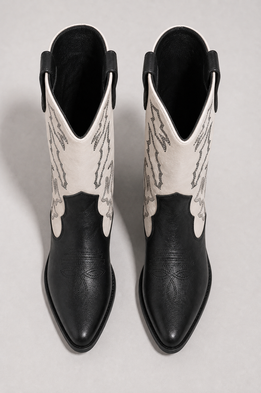 Black & White Two-Tone Western Cowboy Boots