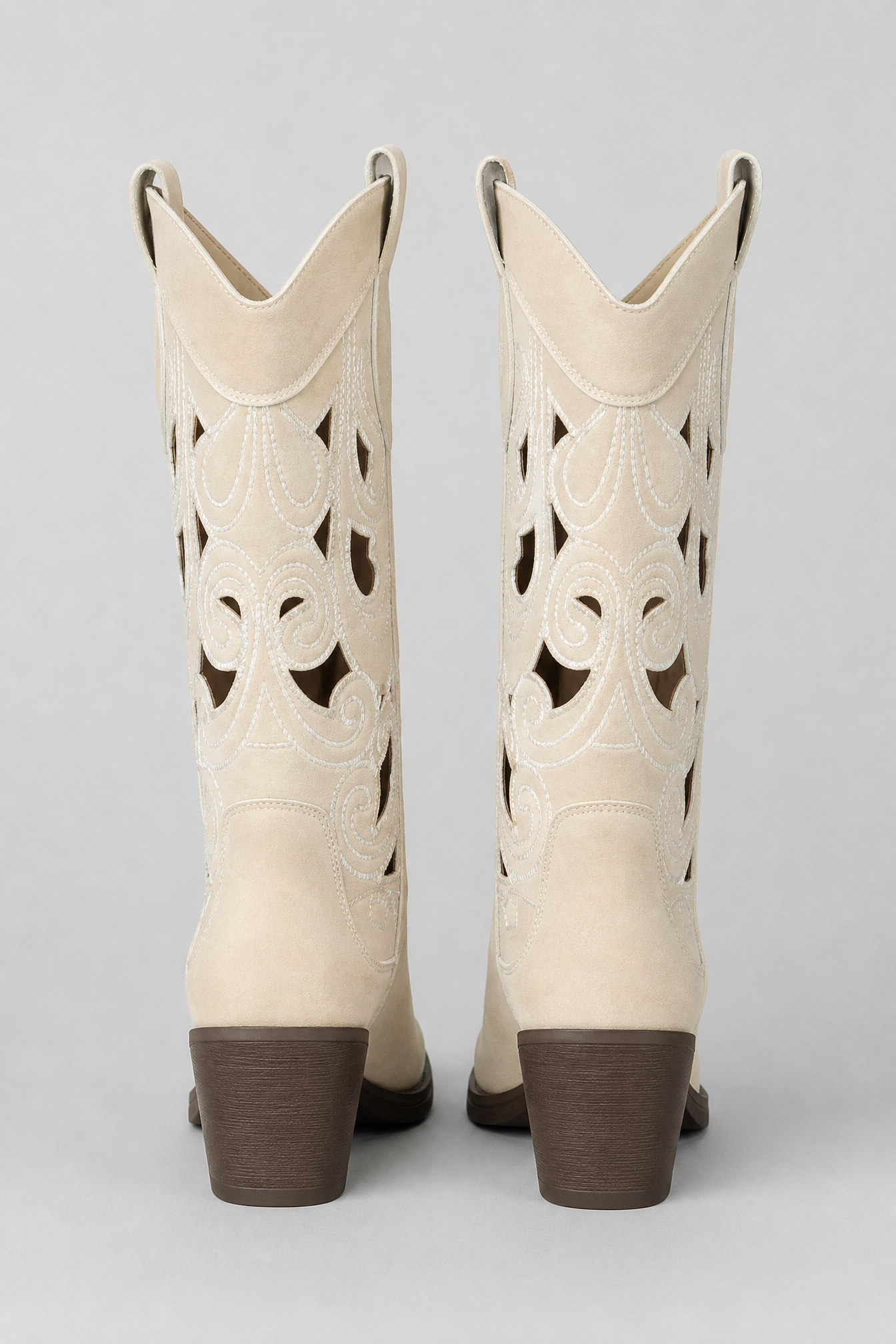 Ivory Cutout Western Boots