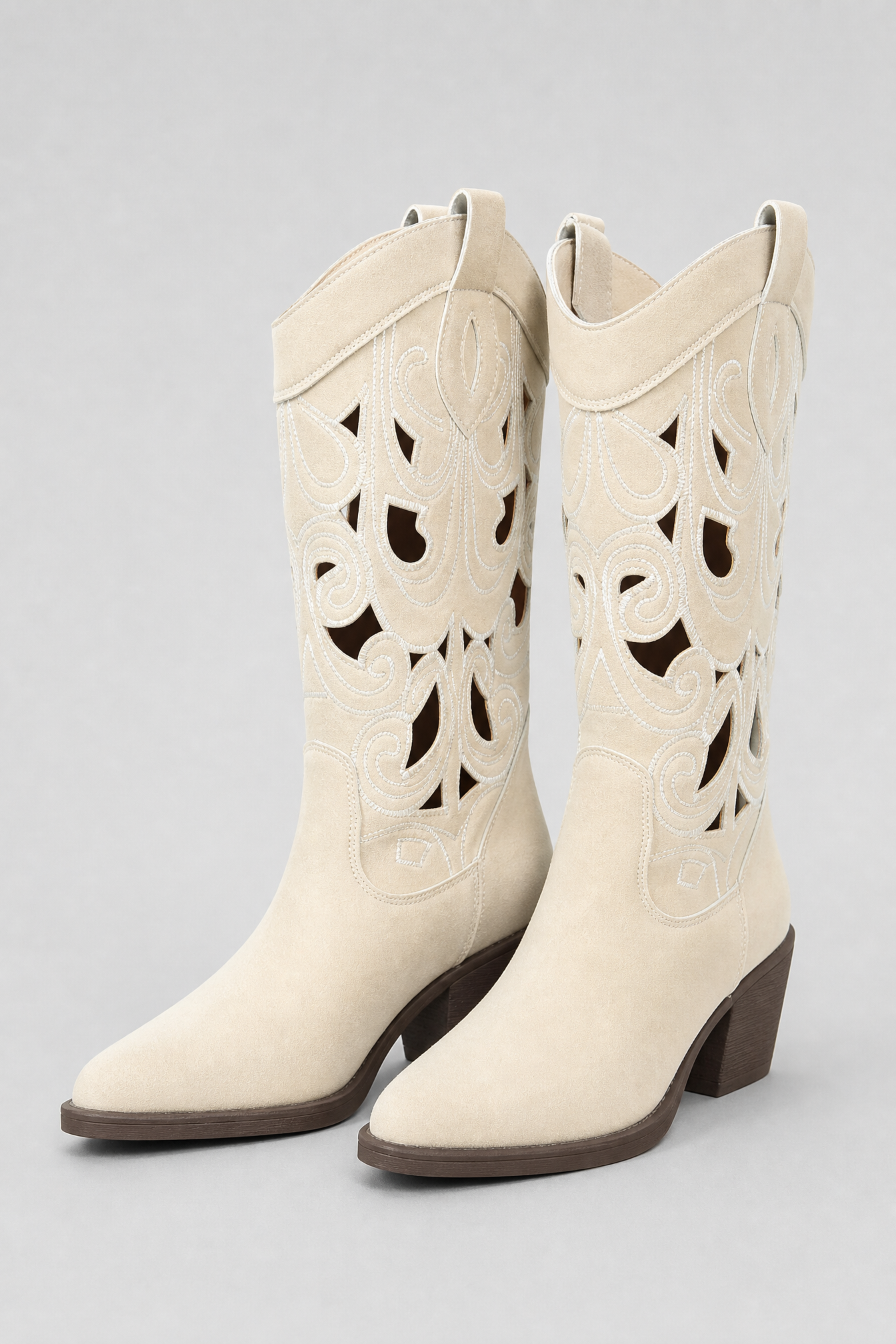 Ivory Cutout Western Boots