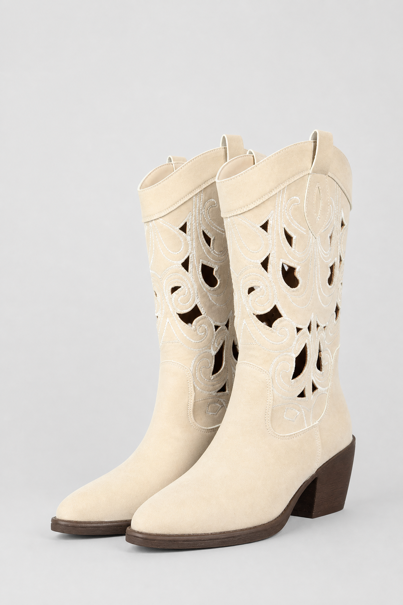 Ivory Cutout Western Boots