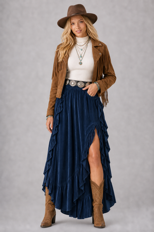 After Midnight Velvet Ruffle Pants
