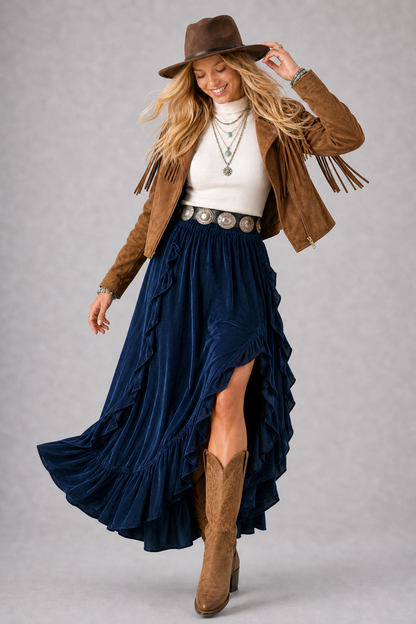 After Midnight Velvet Ruffle Pants