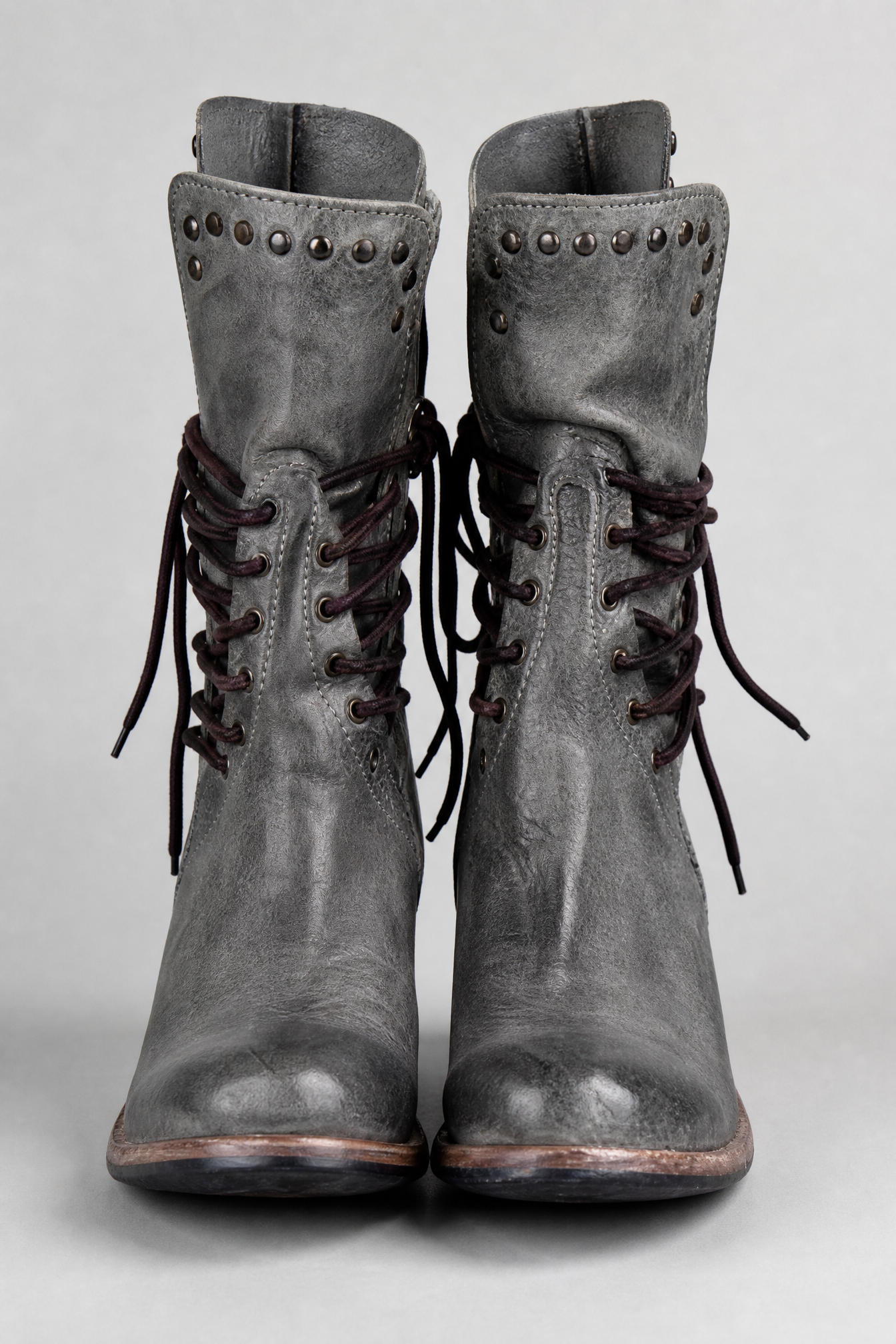 Lace Up Block Heels Boots