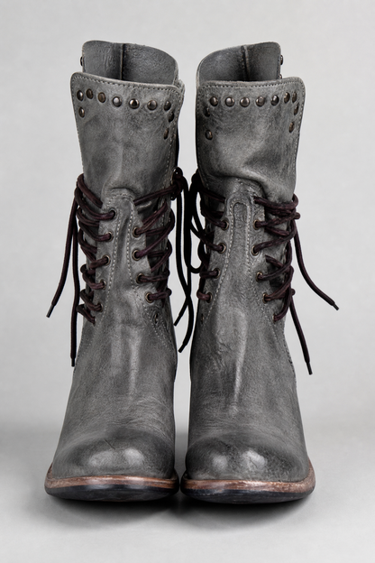 Lace Up Block Heels Boots