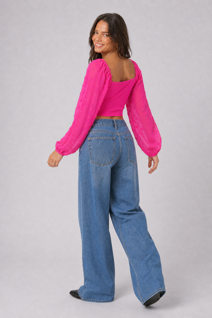 Electric Sunset Ruched Crop Top
