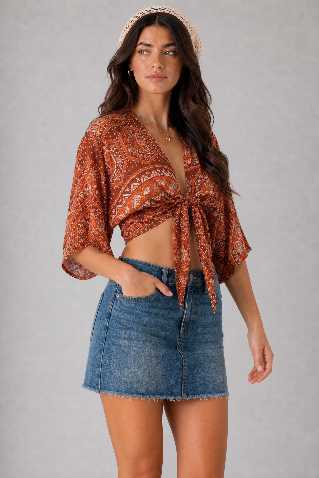 Red Rock Bandana Tie Front Top