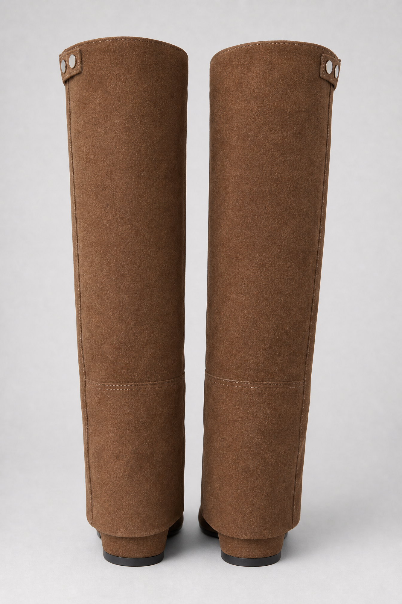 Tan Suede Fold-Over Cuff Knee-High Boots