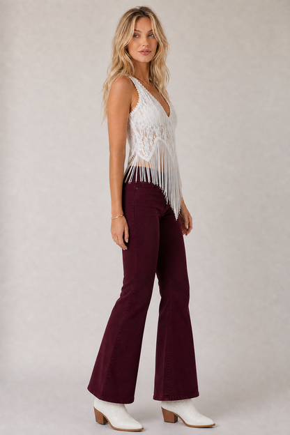 White Lace Fringe Tank