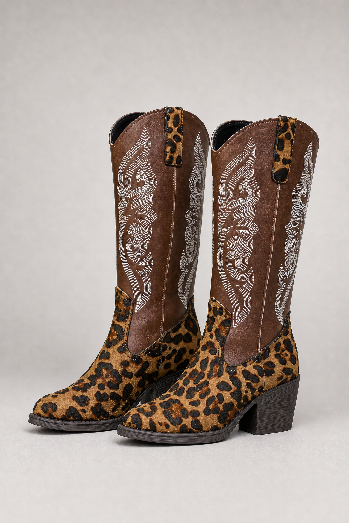 Brown Leopard Western Boots