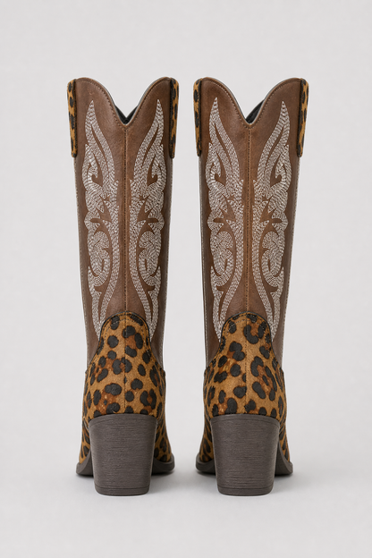 Brown Leopard Western Boots