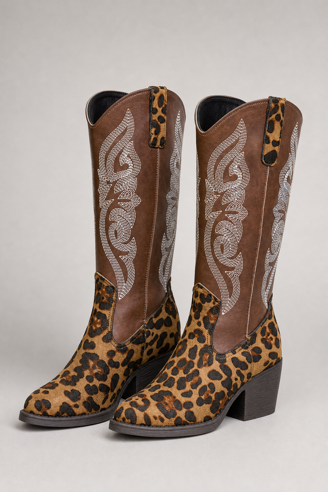 Brown Leopard Western Boots