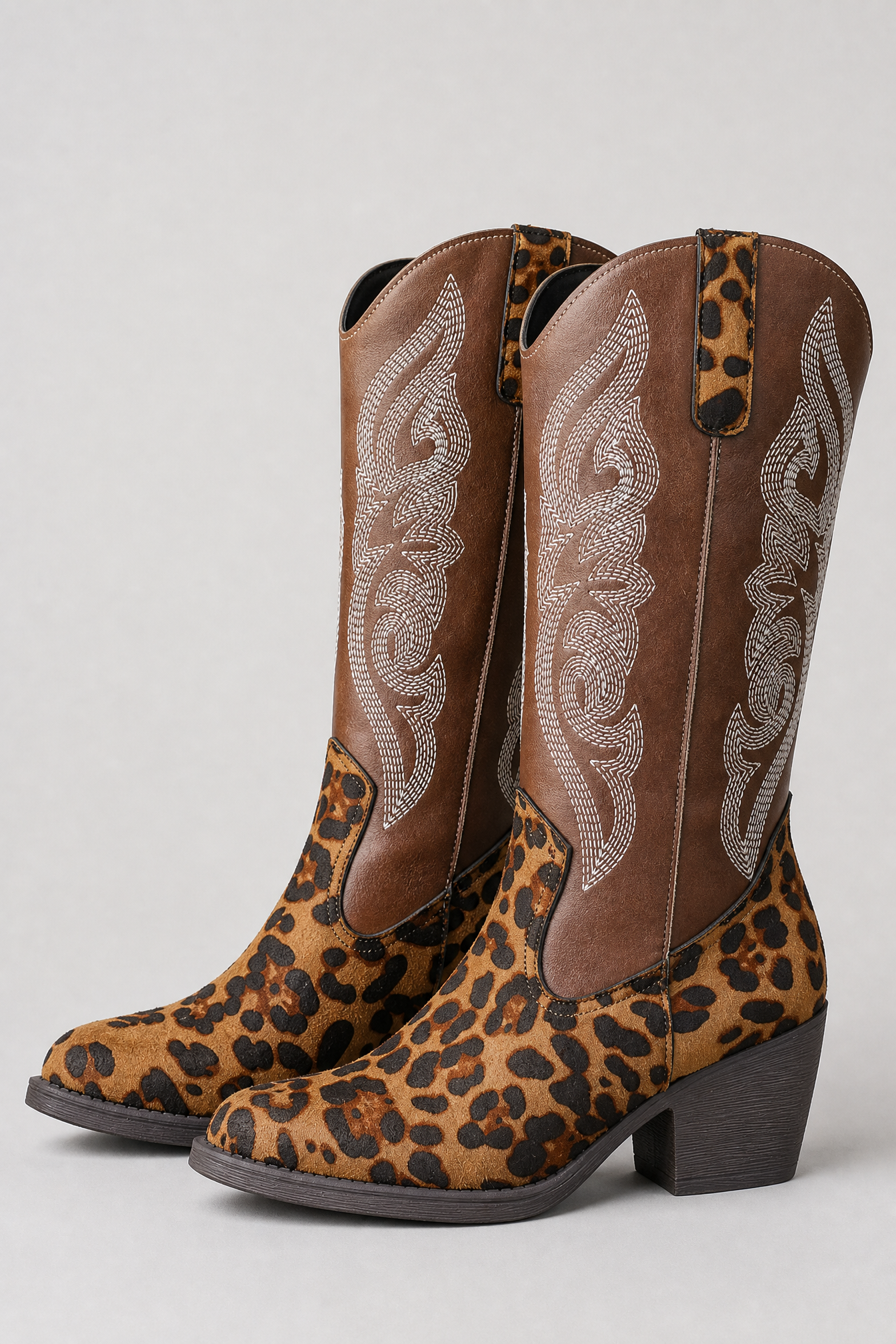 Brown Leopard Western Boots