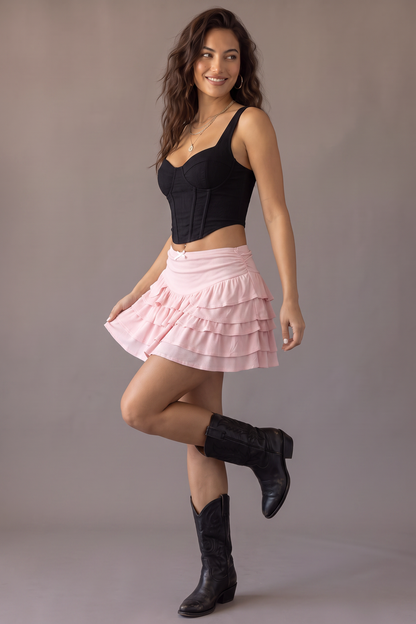 After Hours Ruffle Layered Mini Skirt