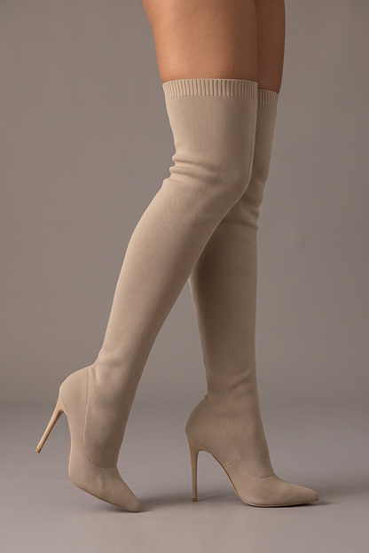After Hours Point-Toe Over-the-Knee Stiletto Boots