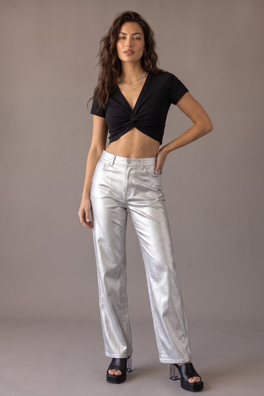 Front Row Twist-Front Cropped Top