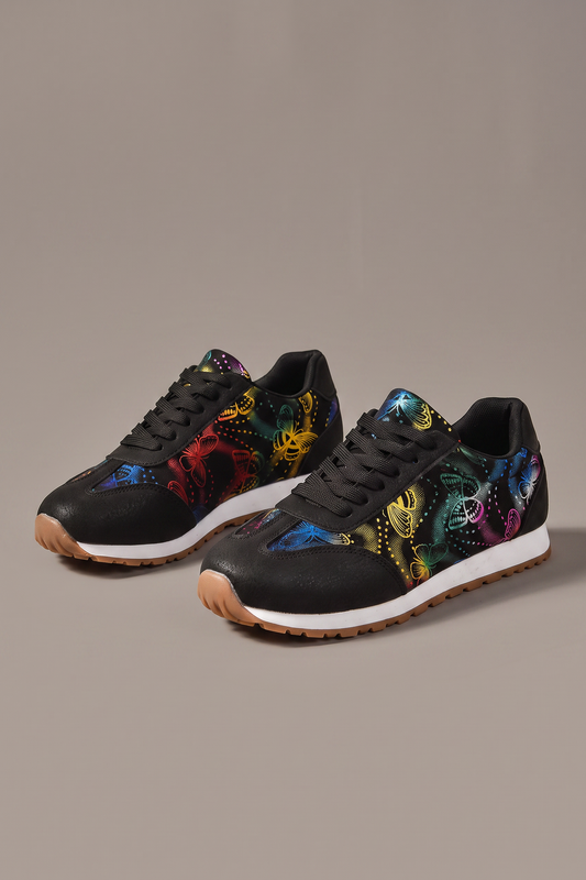 Front Row Butterfly Print Casual Sneakers