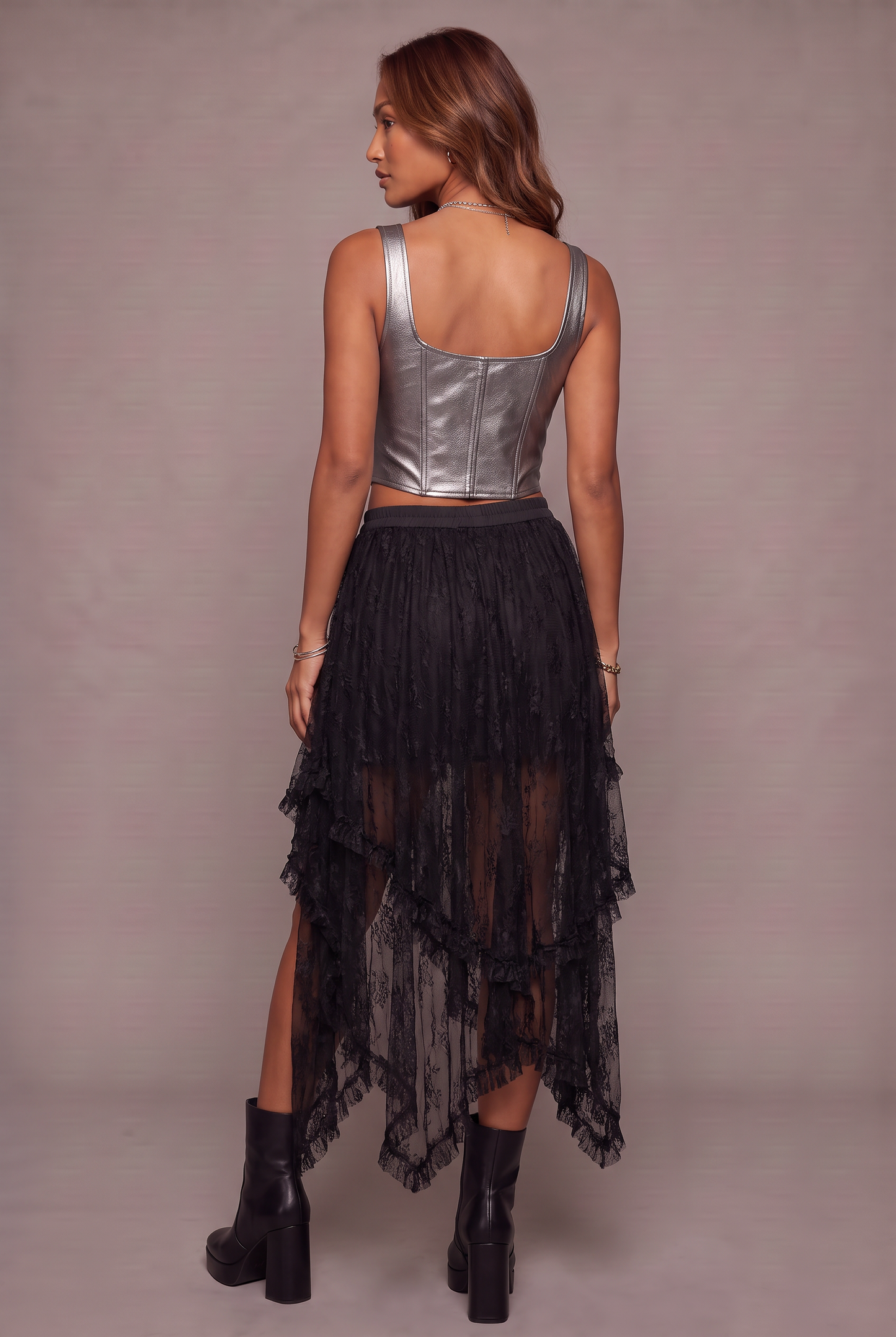 After Dark Asymmetrical Lace Skirt