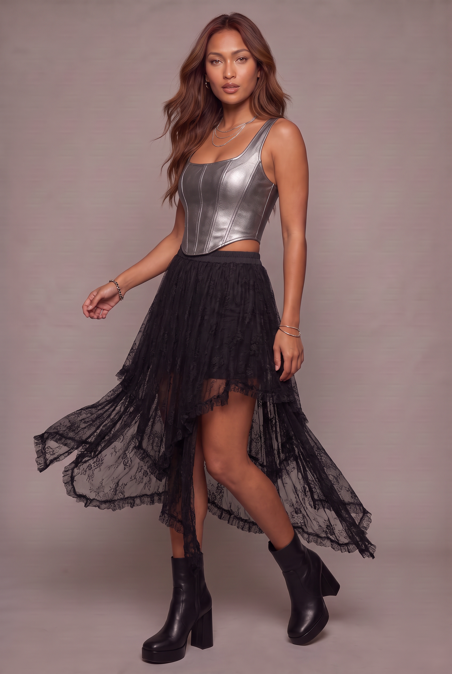 After Dark Asymmetrical Lace Skirt