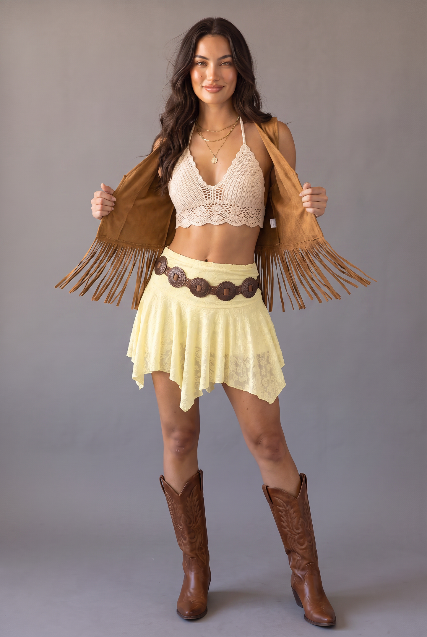 Wild Lace Asymmetric Mini Skirt