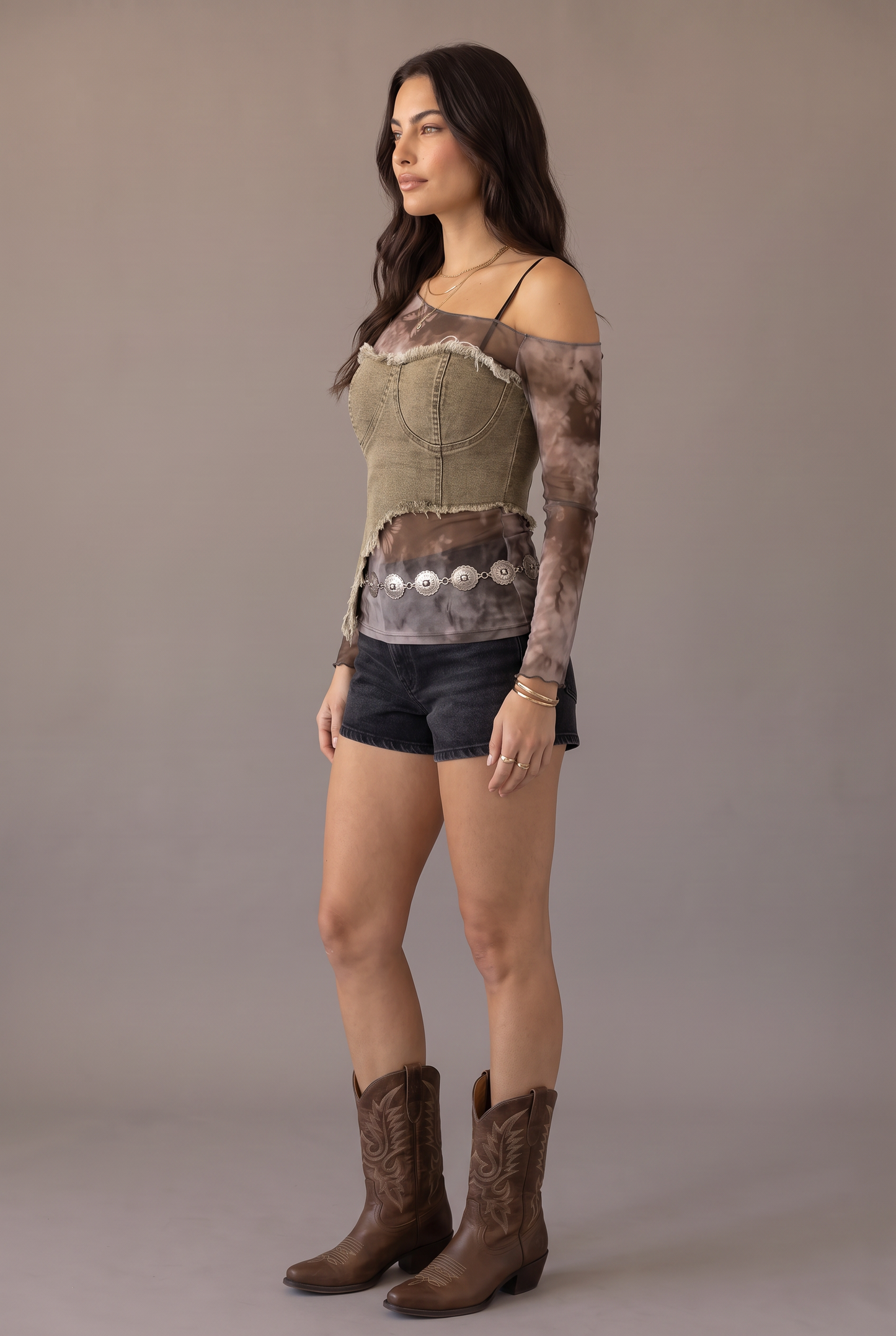 Rebel Denim Patchwork Asymmetrical Top