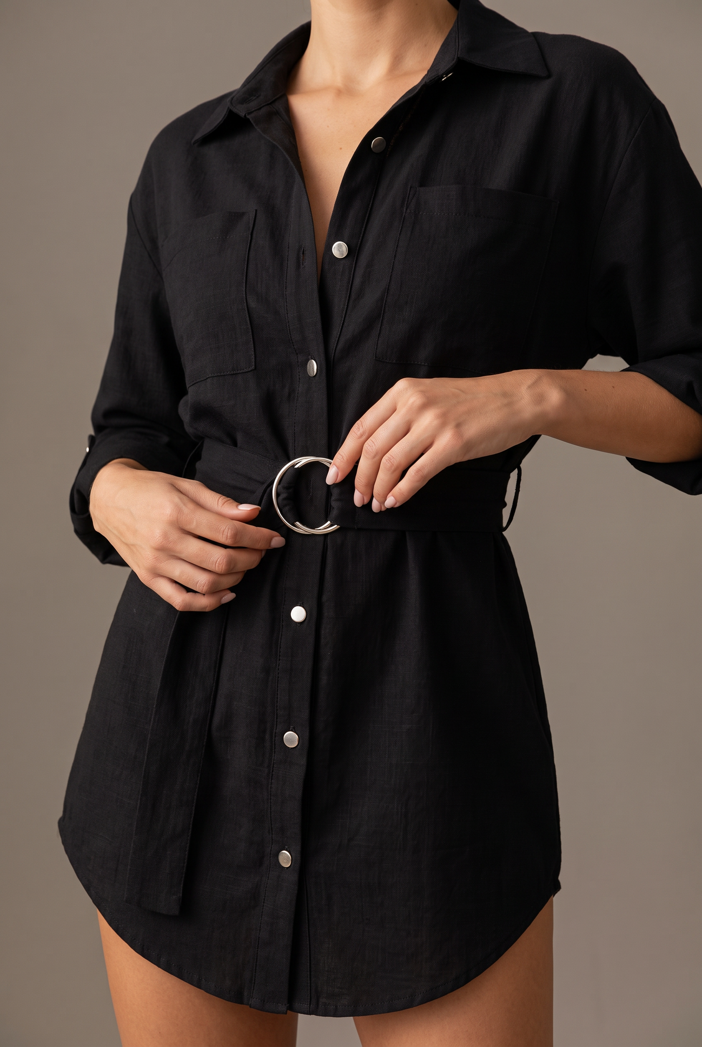 Backstage Belted Shirt Dress