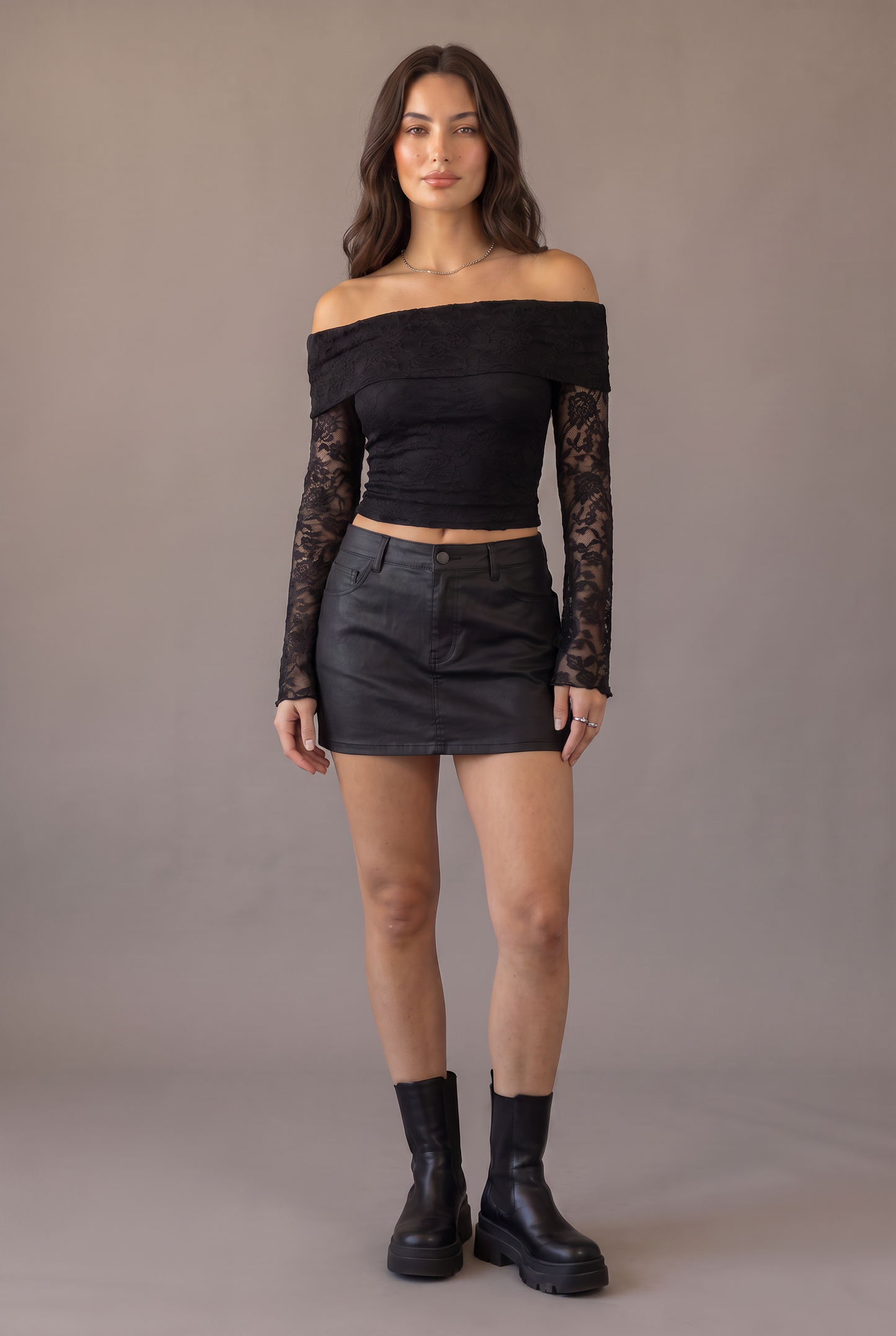 After Midnight Lace Off-Shoulder Top