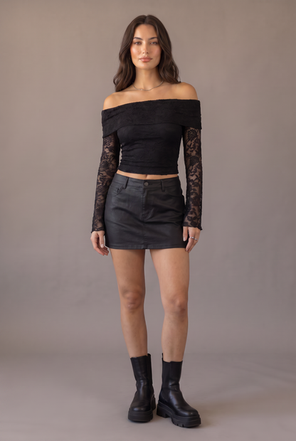After Midnight Lace Off-Shoulder Top