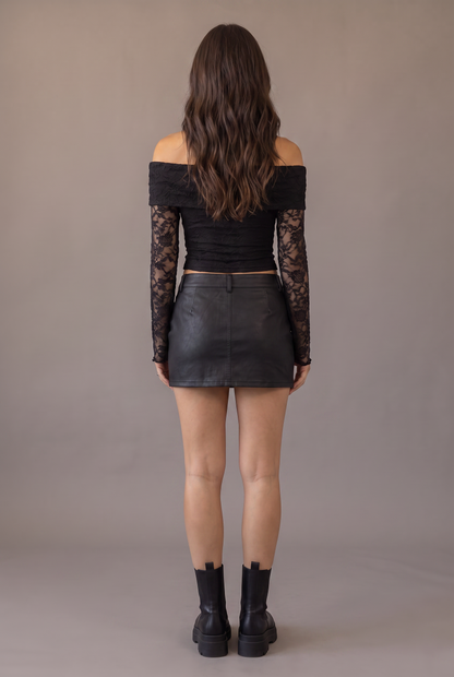 After Midnight Lace Off-Shoulder Top