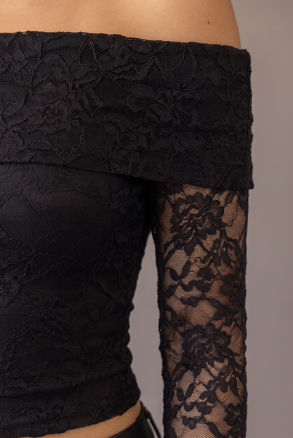 After Midnight Lace Off-Shoulder Top