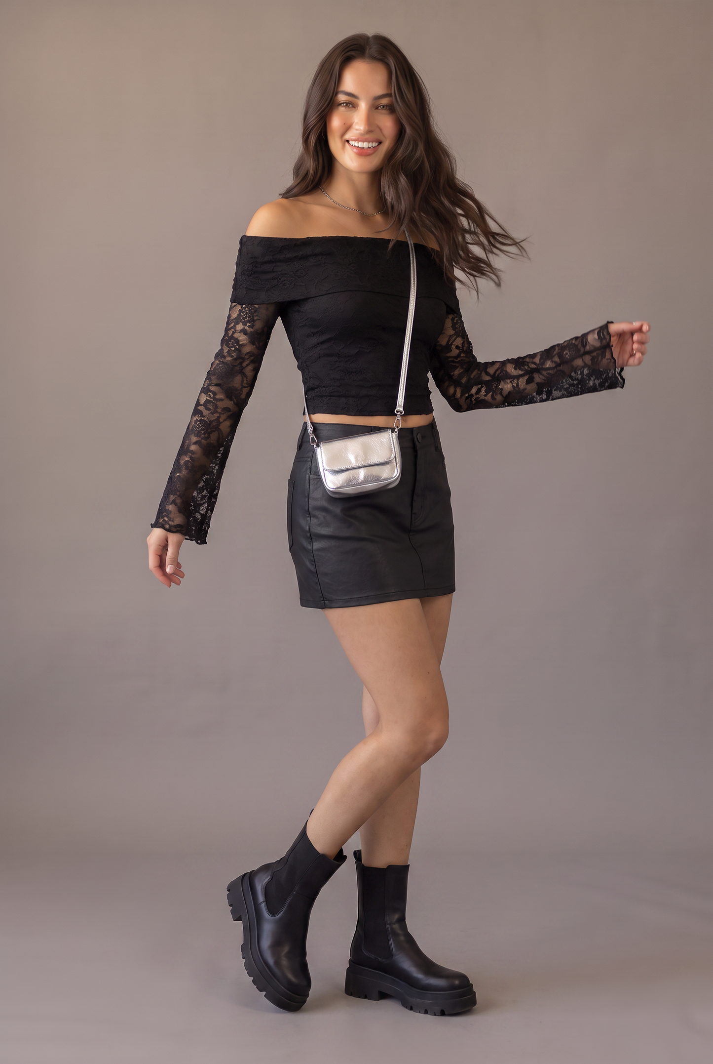 After Midnight Lace Off-Shoulder Top