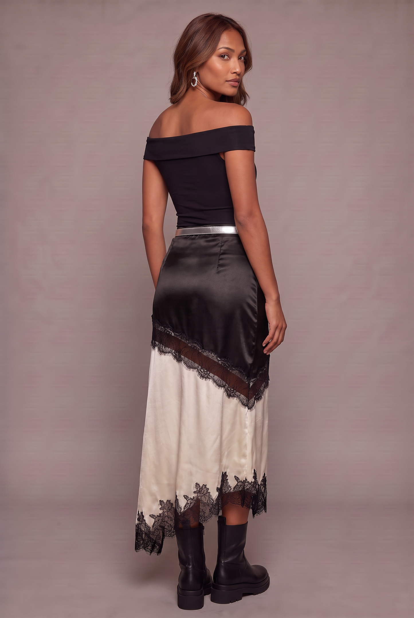 Midnight Rebel Lace Midi Skirt