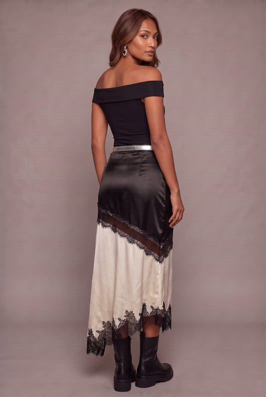 Midnight Rebel Lace Midi Skirt