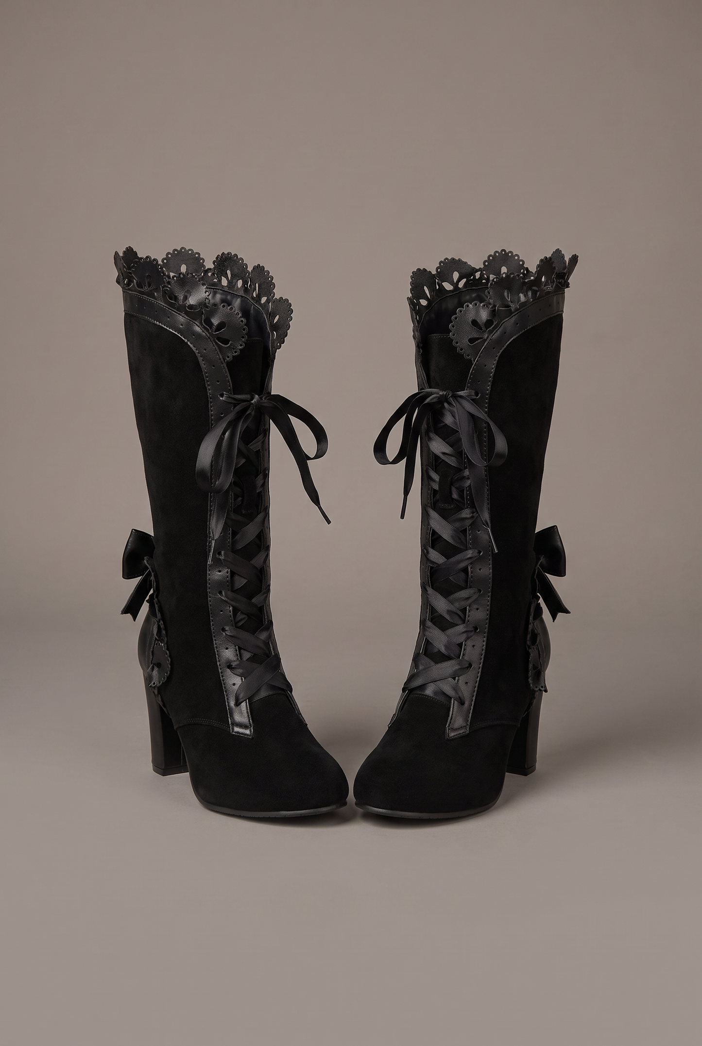 Midnight Lace-Up Heeled Boots