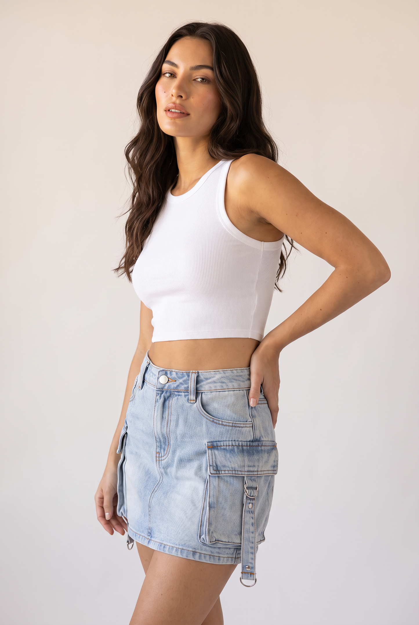 Backroad Cargo Denim Mini Skirt