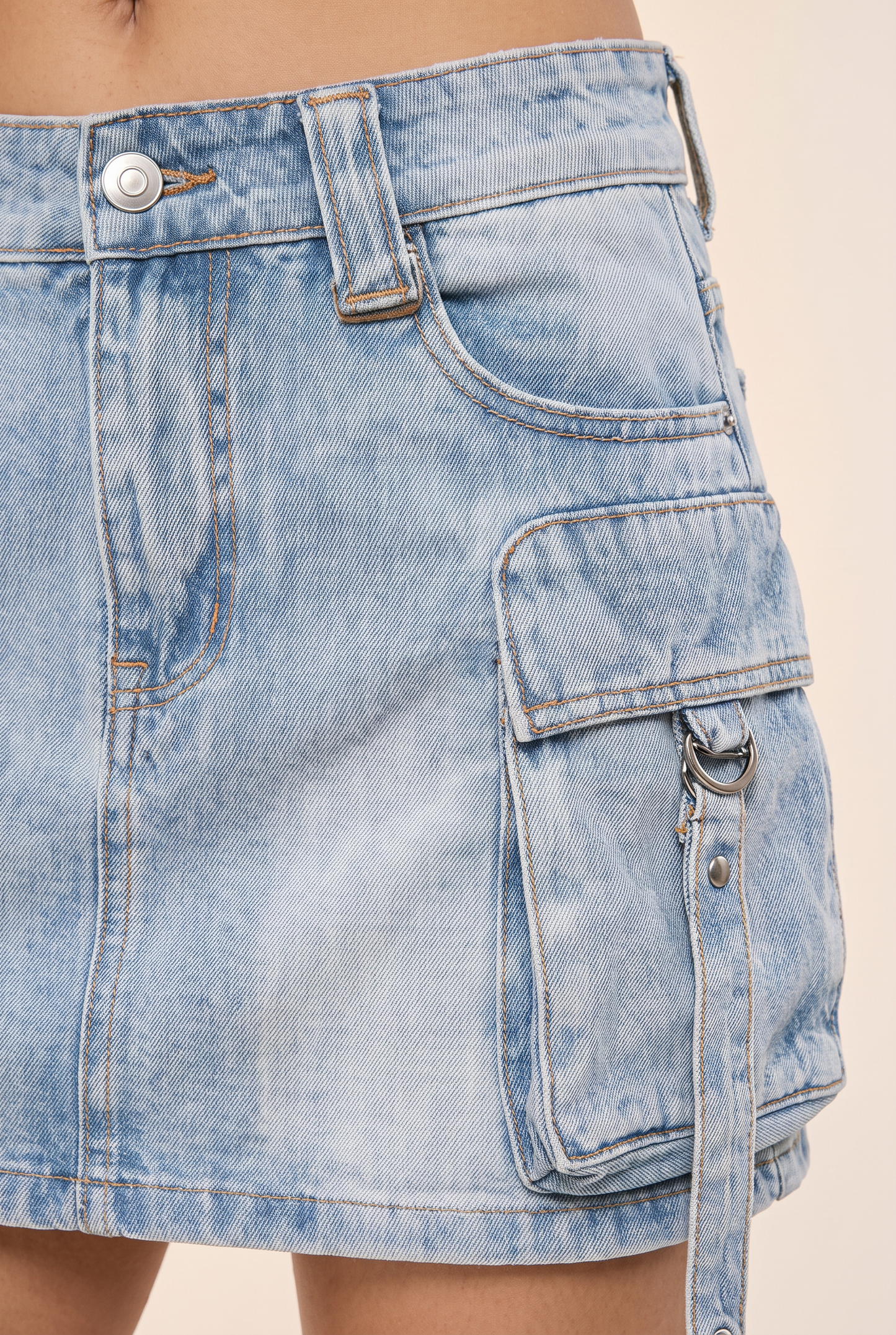 Backroad Cargo Denim Mini Skirt